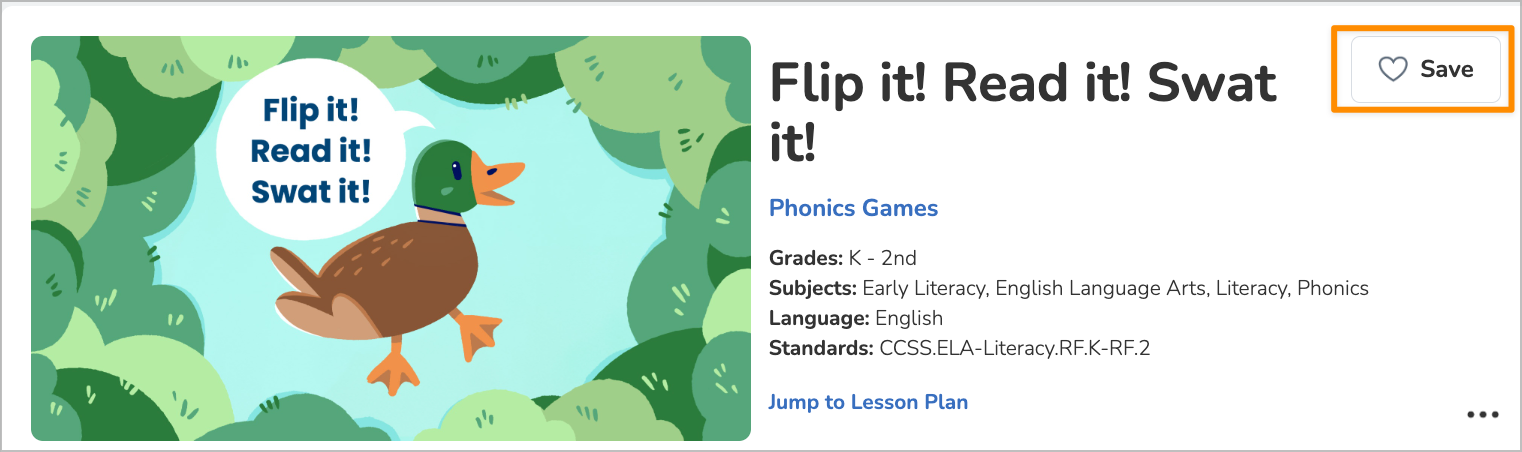 Seesaw Activity highlighting the Save heart option next to Activity title