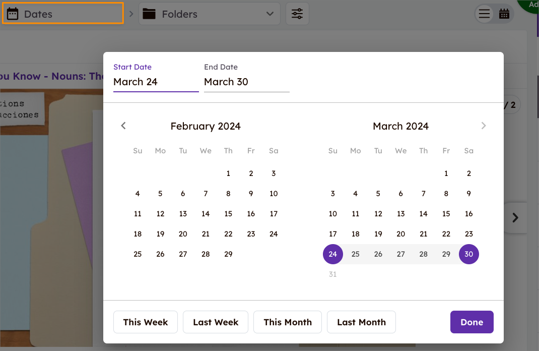 calendar filter