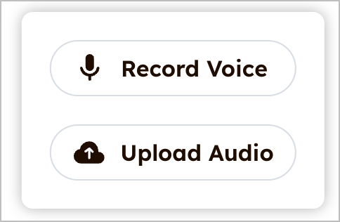 Botones para la herramienta de Grabar Voz y la herramienta de Subir Audio.