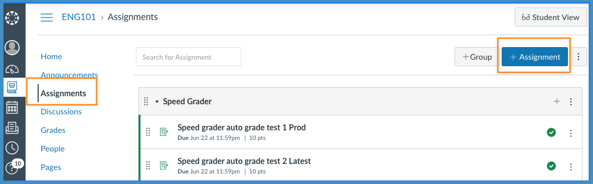 Screenshot of Canvas