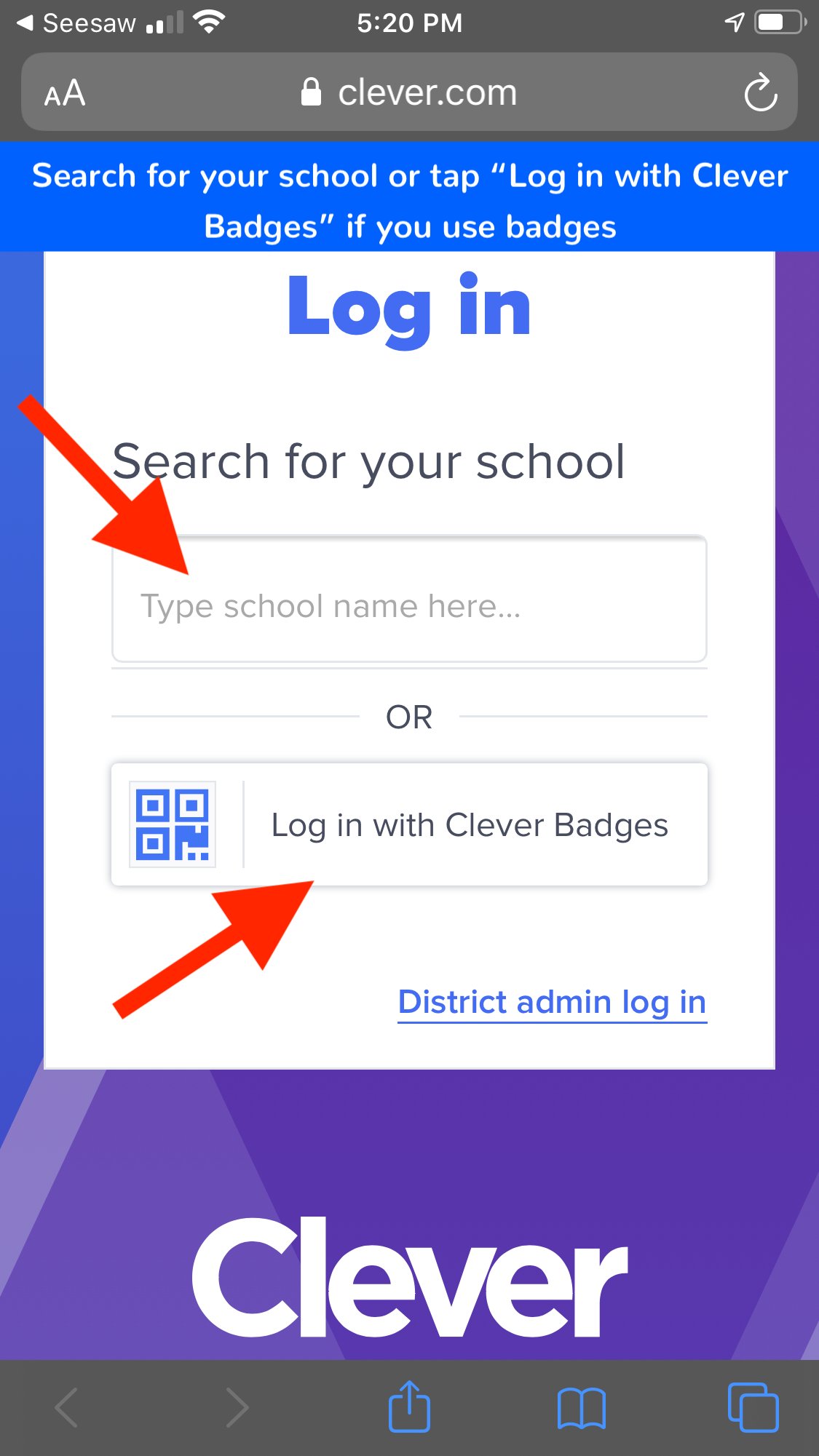 my child sign in to Seesaw via Clever 