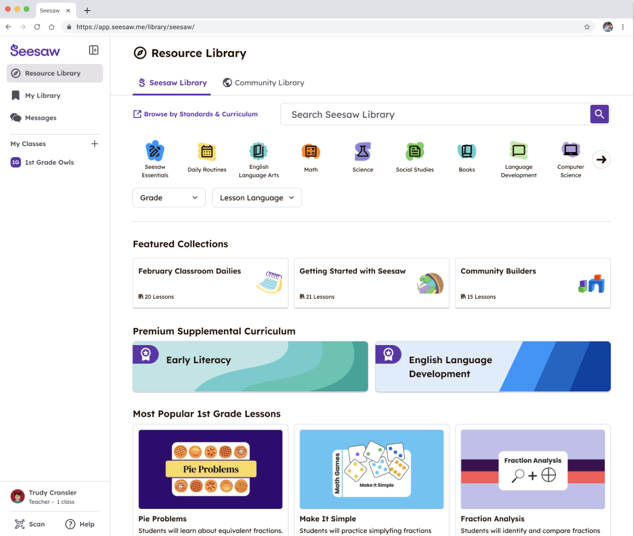 vue de la bibliothèque de ressources