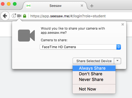 allow access to camera on chrome for mac